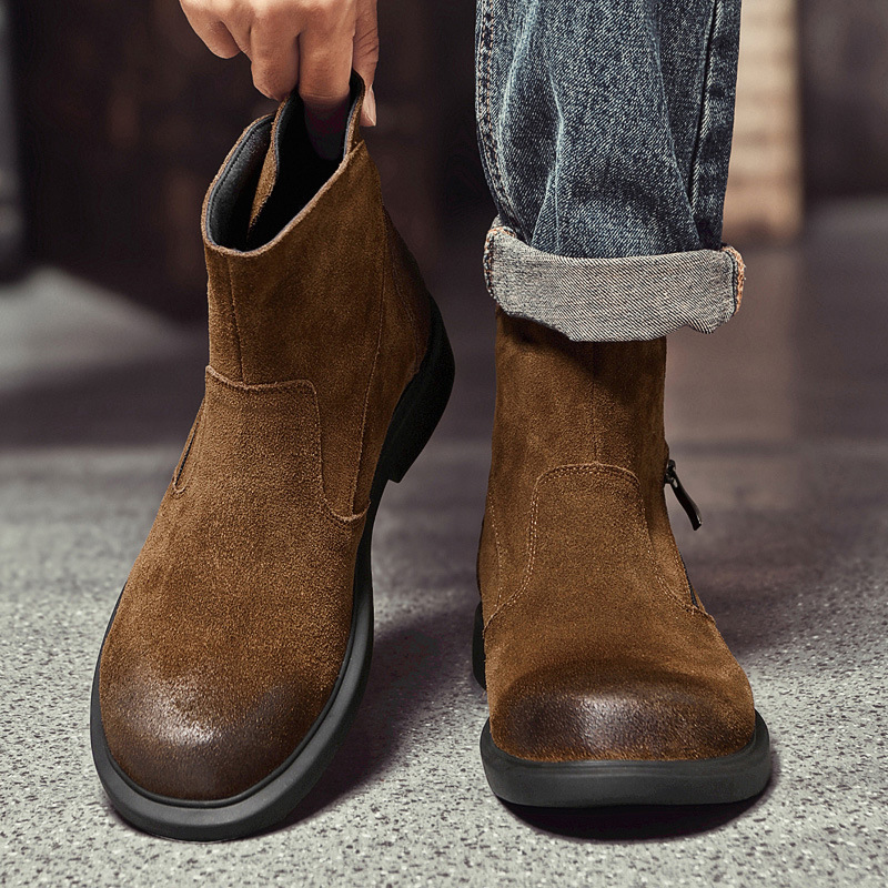 Vintage Outdoor Fashion - ヴィンテージ牛革スエードメンズチェルシーブーツ高級手作り 2026 秋のファッション英国スタイルアウトドアカジュアルビジネスシューズ男性サイズ 46