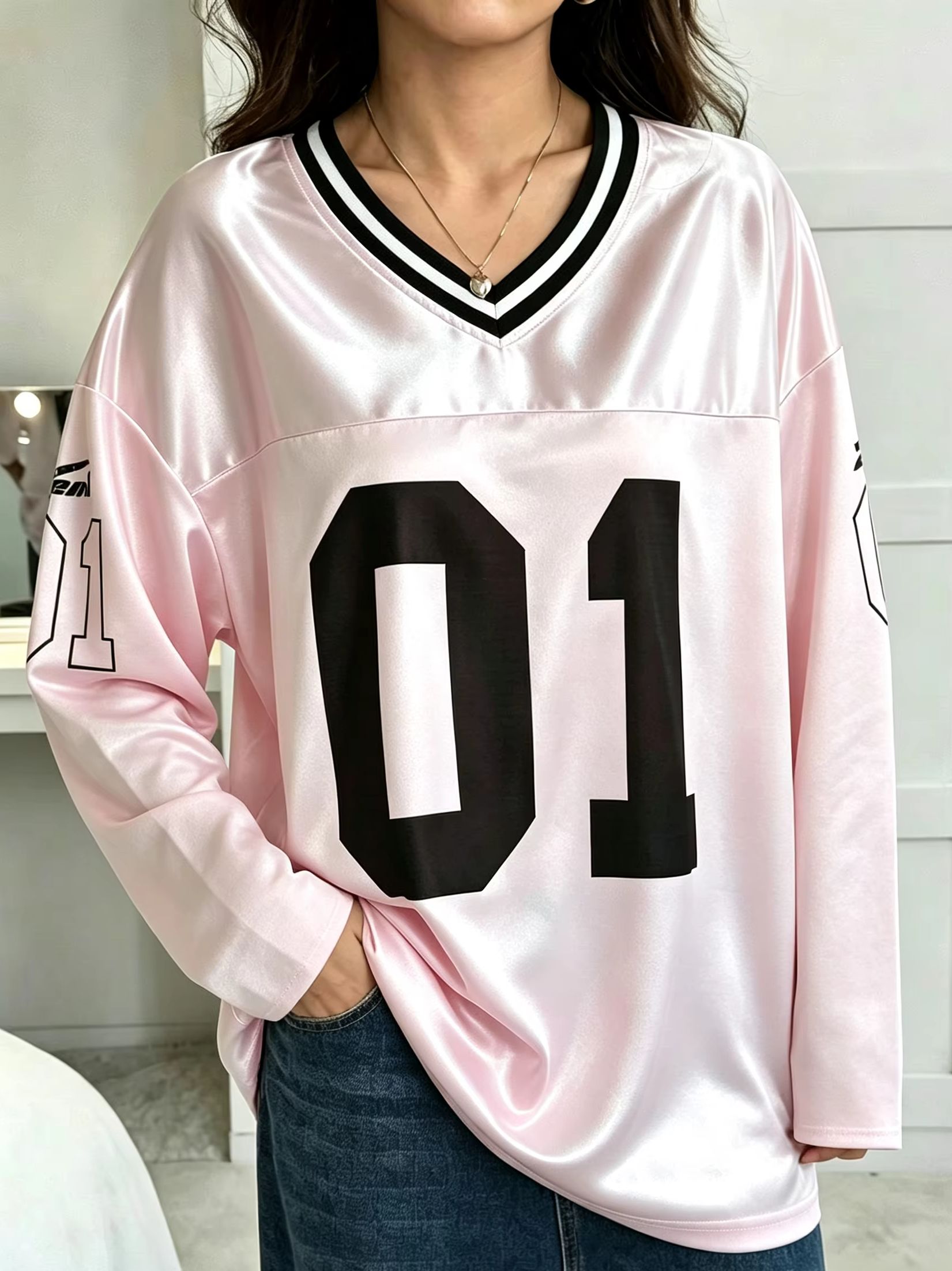 Vintage Fashion Enthusiasts - メンズ・レディース ヴィンテージ 長袖 オーバーサイズ 01 ナンバープリント