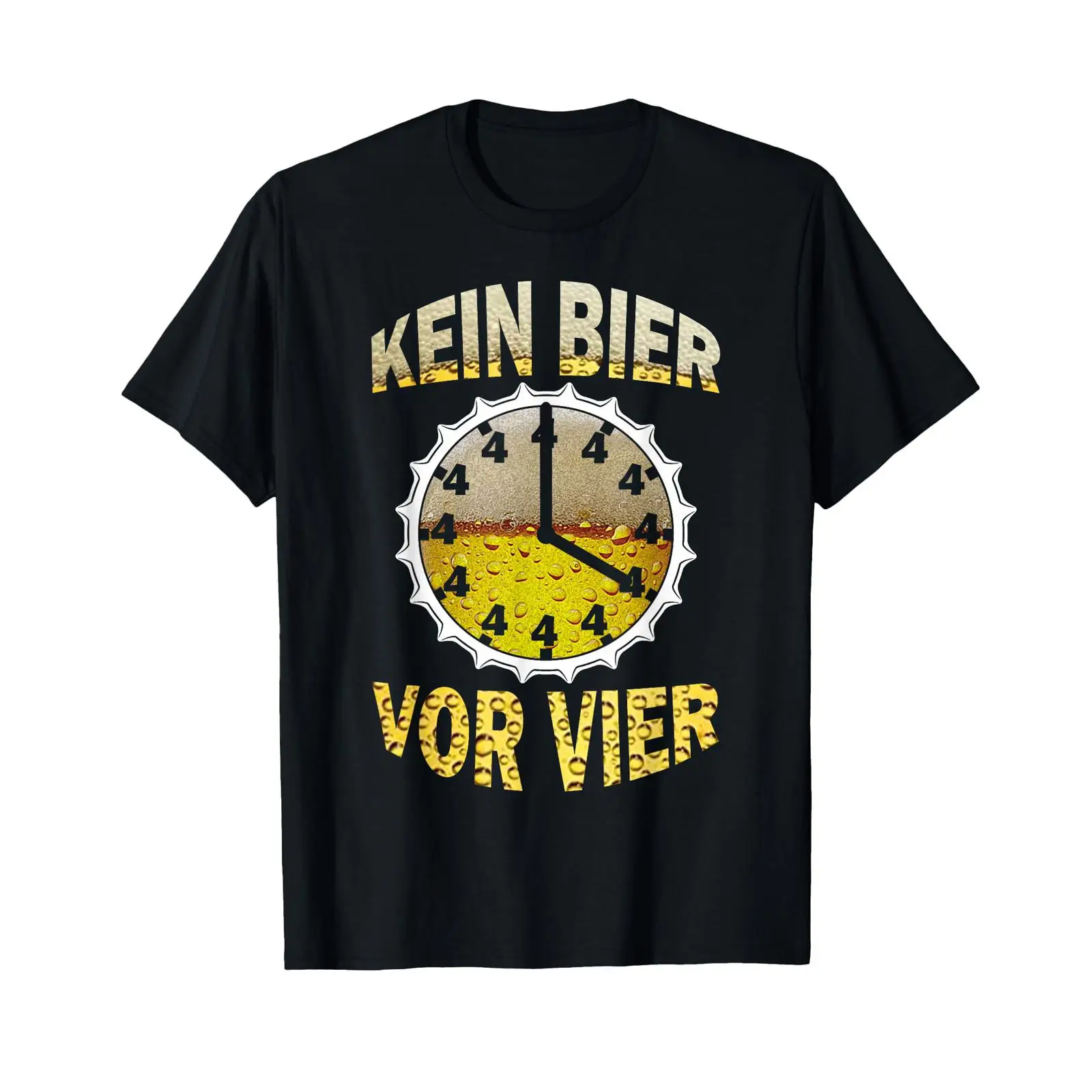 Vintage Fashion Quotes - ドイツ語の文字が入ったTシャツ「Kein Bier vor vier Uhr Saufen」面白い夜のビール言語ヴィンテージウォッシュドファッションストレッチ加工