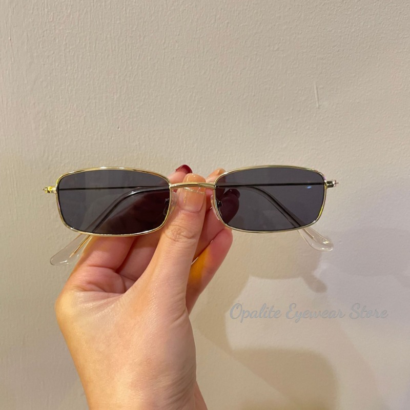 Vintage Fashion Enthusiasts - ファッションレトロメタルフレームカラフルサングラス ヴィンテージ小型スクエア長方形サングラス メンズ レディース サングラス