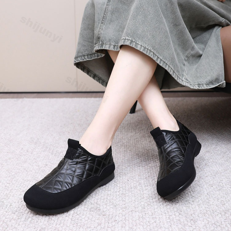 Vintage Outdoor Fashion - スリッポン女性綿靴冬の新しい屋外防水ノンスリップ暖かいスノーブーツぬいぐるみファッションヴィンテージ快適なカジュアルシューズ