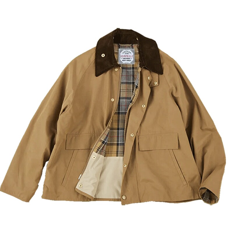 Vintage Windbreaker Nylon - 日本標準ヘビーデューティーコラボレーションハンティングジャケットワックスフリーヴィンテージショールカラーヤーンダイドプラッドクロップドウィンドブレーカーコート