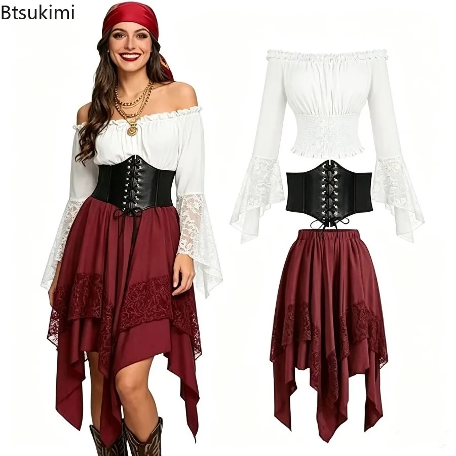 Vintage Fashion Dresses - ハロウィン ルネサンス アシンメトリー フェアリーテール スカート ロングドレス