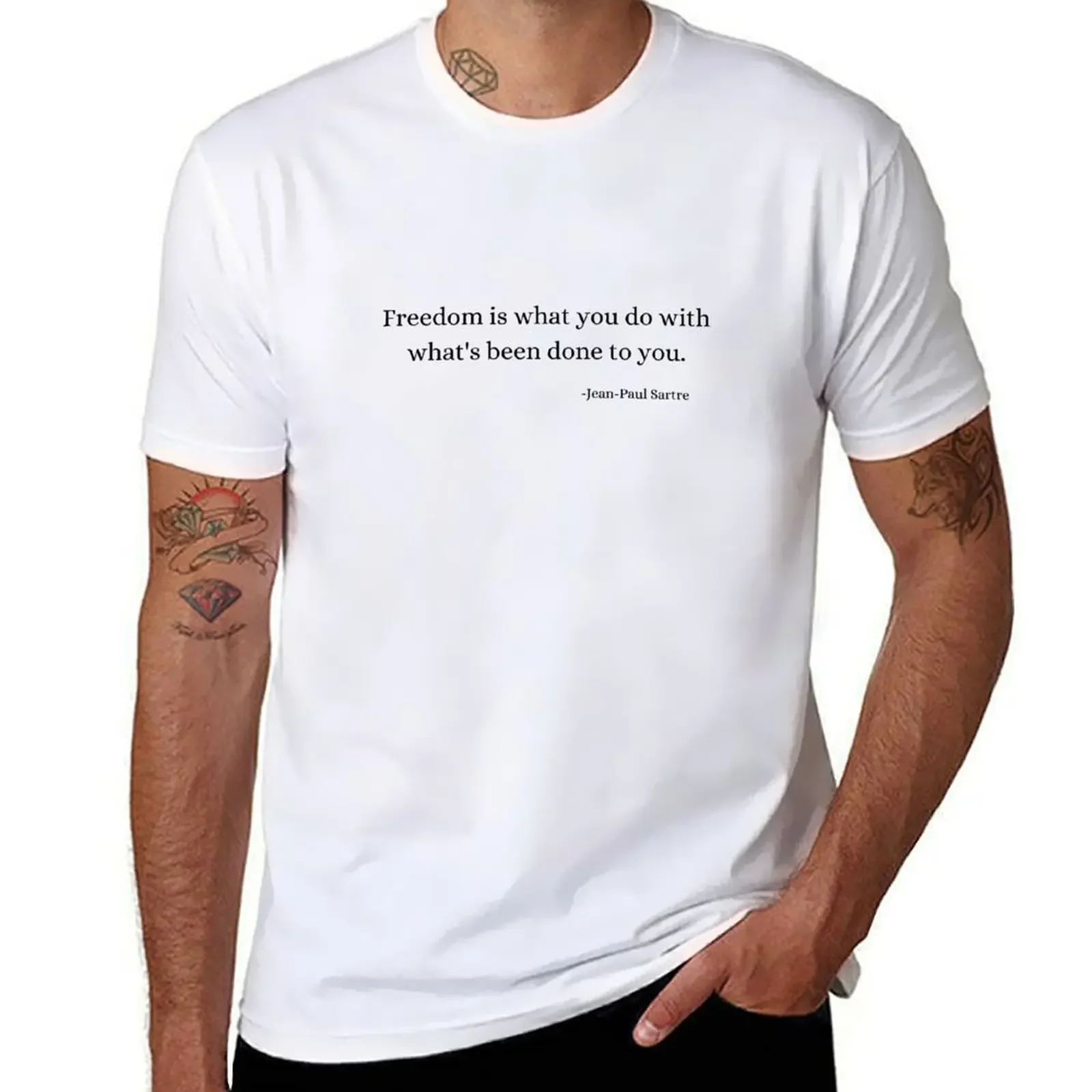 Vintage Fashion Quotes - 歴史 哲学 引用句: ジャン＝ポール・サルトル Tシャツ メンズ