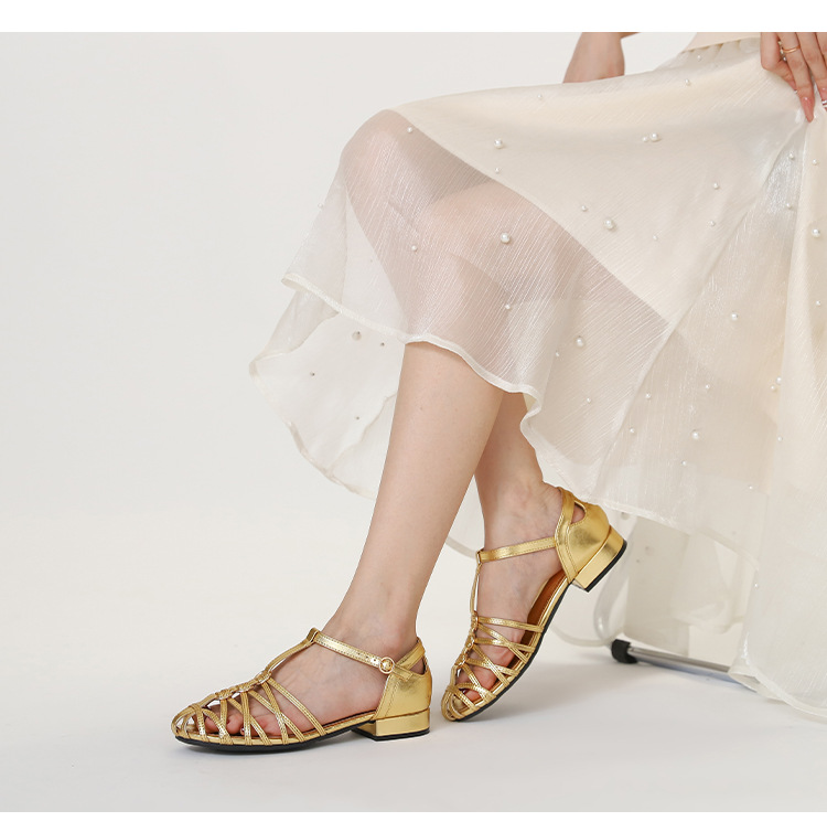プラスサイズの女性用ローマンサンダル、編み込みチャンキーヒー - Vintage Fashion Dresses のレビューと価格