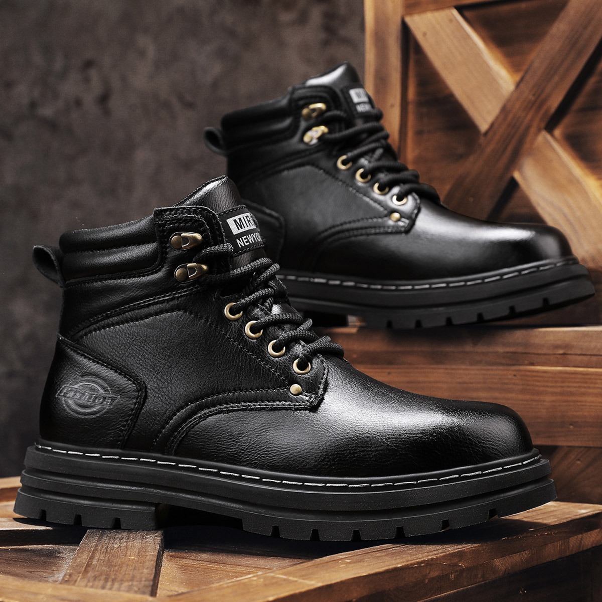 メンズ ヴィンテージ アンクルブーツ、本物の牛革製、レースア - Vintage Outdoor Fashion のレビューと価格