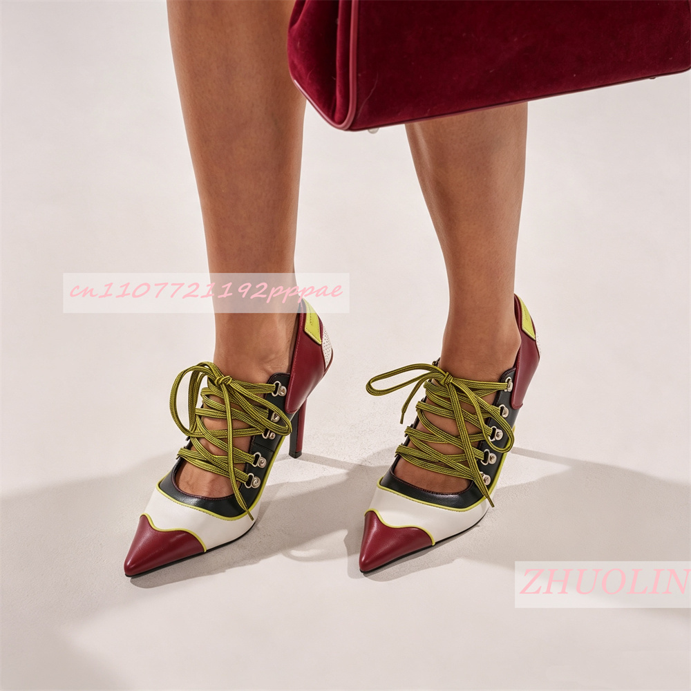 女性用レースアップパンプス、ポインテッドトゥ、スティレットヒ - Vintage Fashion Online のレビューと価格